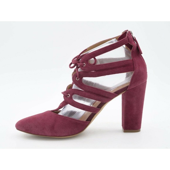 Halogen Sandals Womens 10 Red Faux Suede Strappy Lace Up Closed Toe Back Zip - Picture 5 of 11